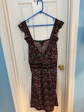 Lane Bryant Red and Black Patterned Midi Dress